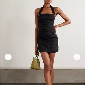 Sir The Label Noemi Black Linen Halter Mini Dress